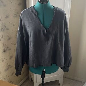 Women's Grey V-Neck Top
